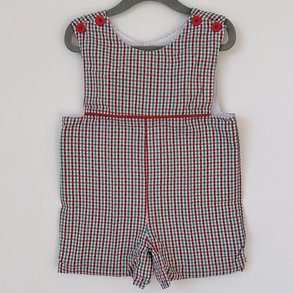 REMEMBER NGUYEN Red Green Gingham Shortall Size 18M
